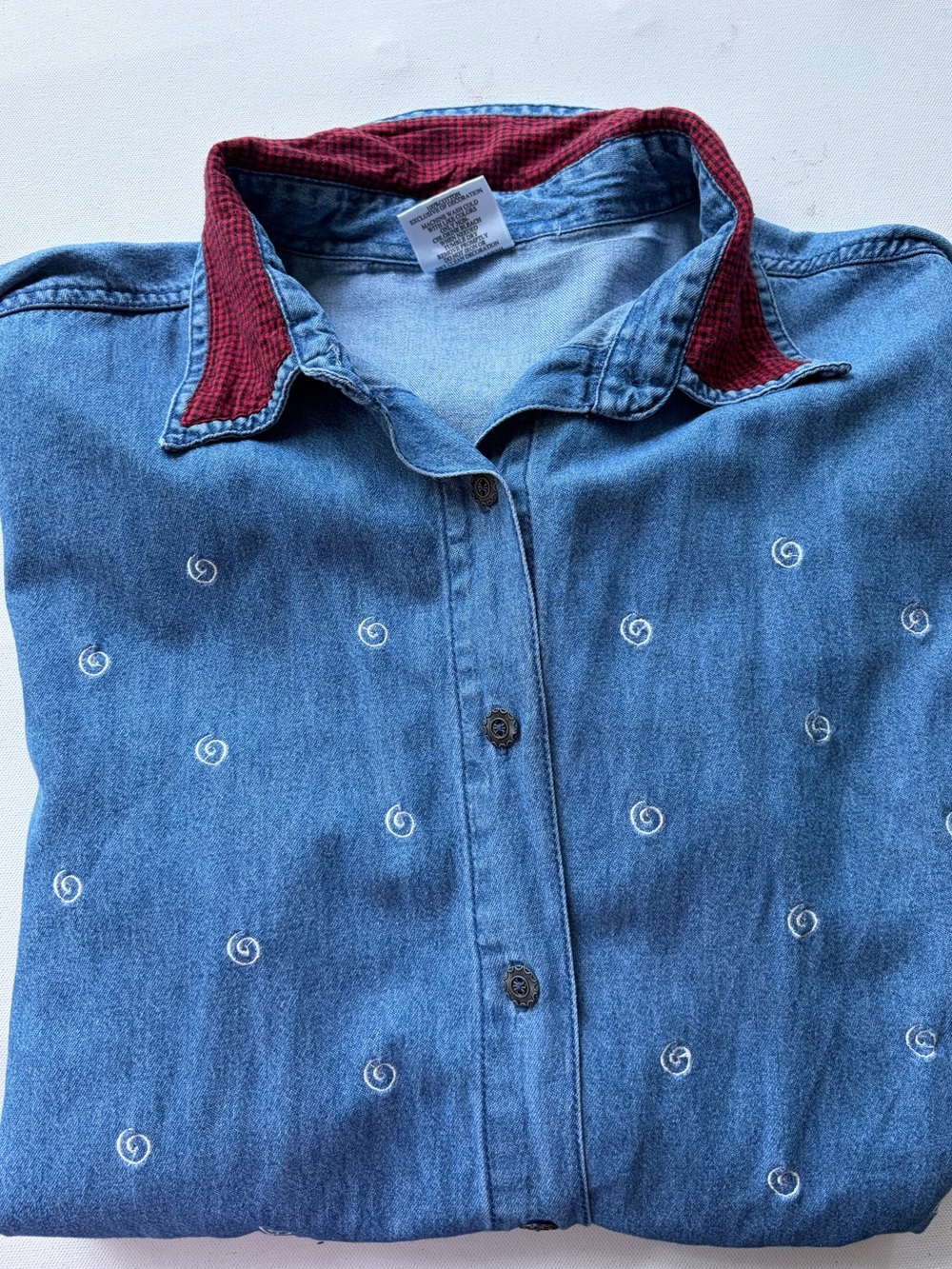 Vtg 90’s Decorated Originals Embroidered Holiday Christmas Denim Blouse - Picture 8 of 9